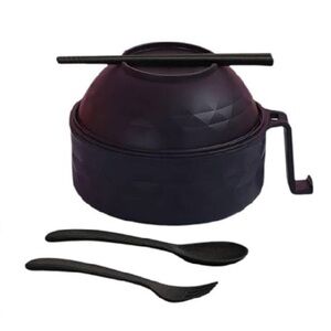 Five piece microwavable Ramen bowl set (black)